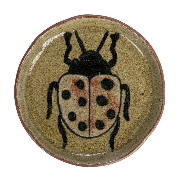 Small Stoneware Plate Set with Insect & Bird Designs (Set of 4)
